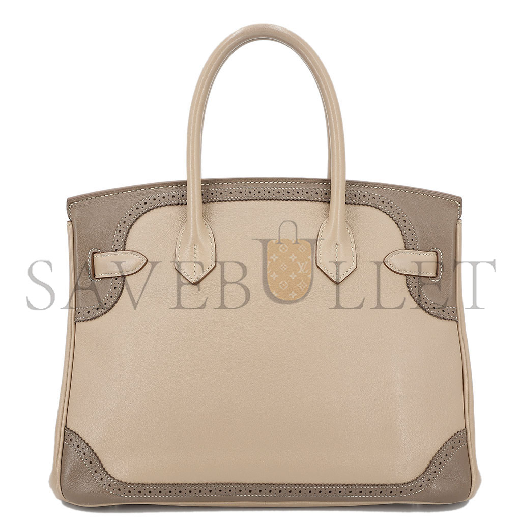 H**mes master birkin 30 swift trench coat grey and elephant grey silver buckle 10021 (30*22*15cm)